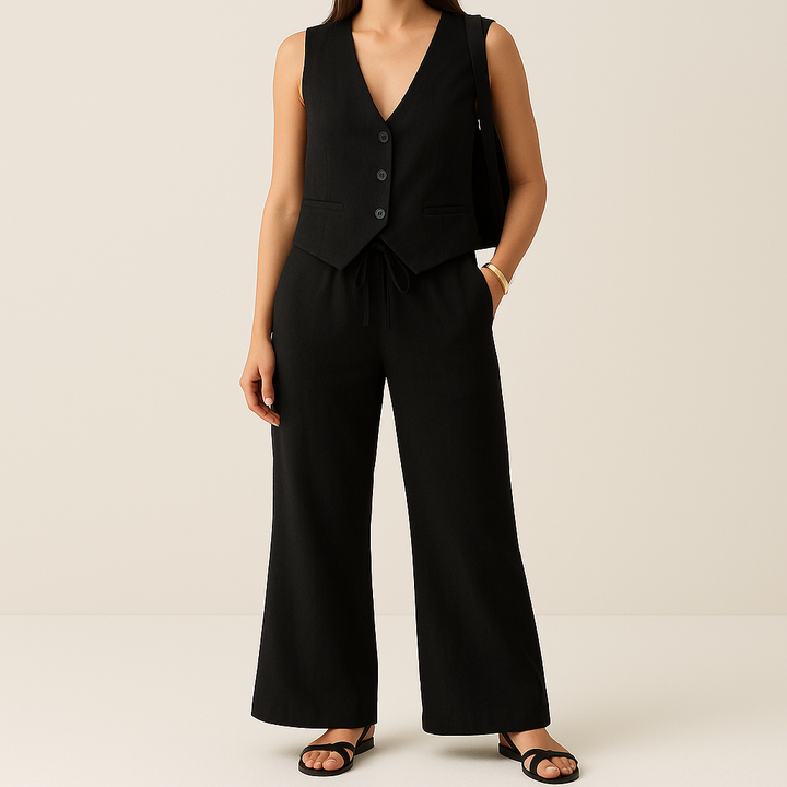 Bianca Linen Vest Set