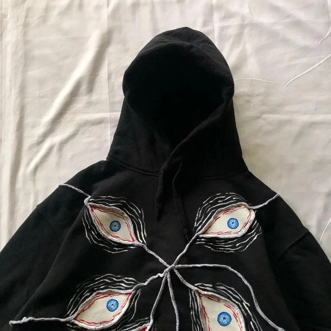 Harajuku Eye Patchwork Hoodie