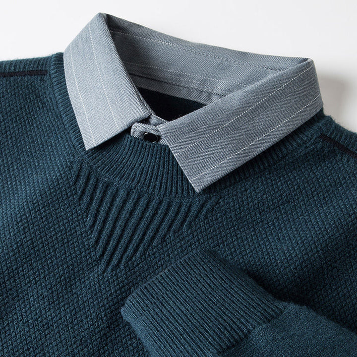 Marven Jacquard Collared Sweater