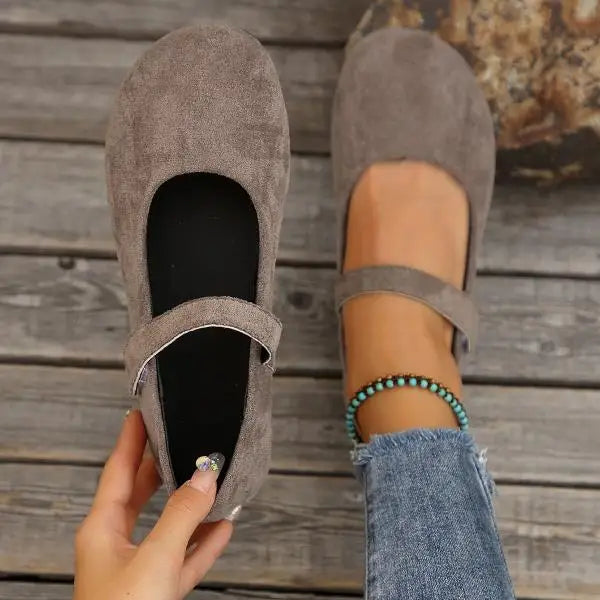 Noir Suede Leather Flats
