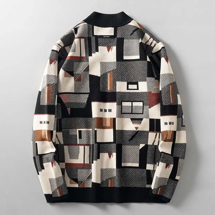 Abstract Wool Knitted Cardigan