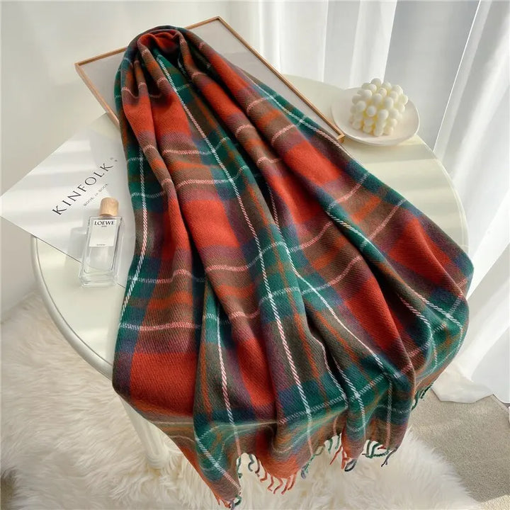 Velour Cashmere Plaid Scarf