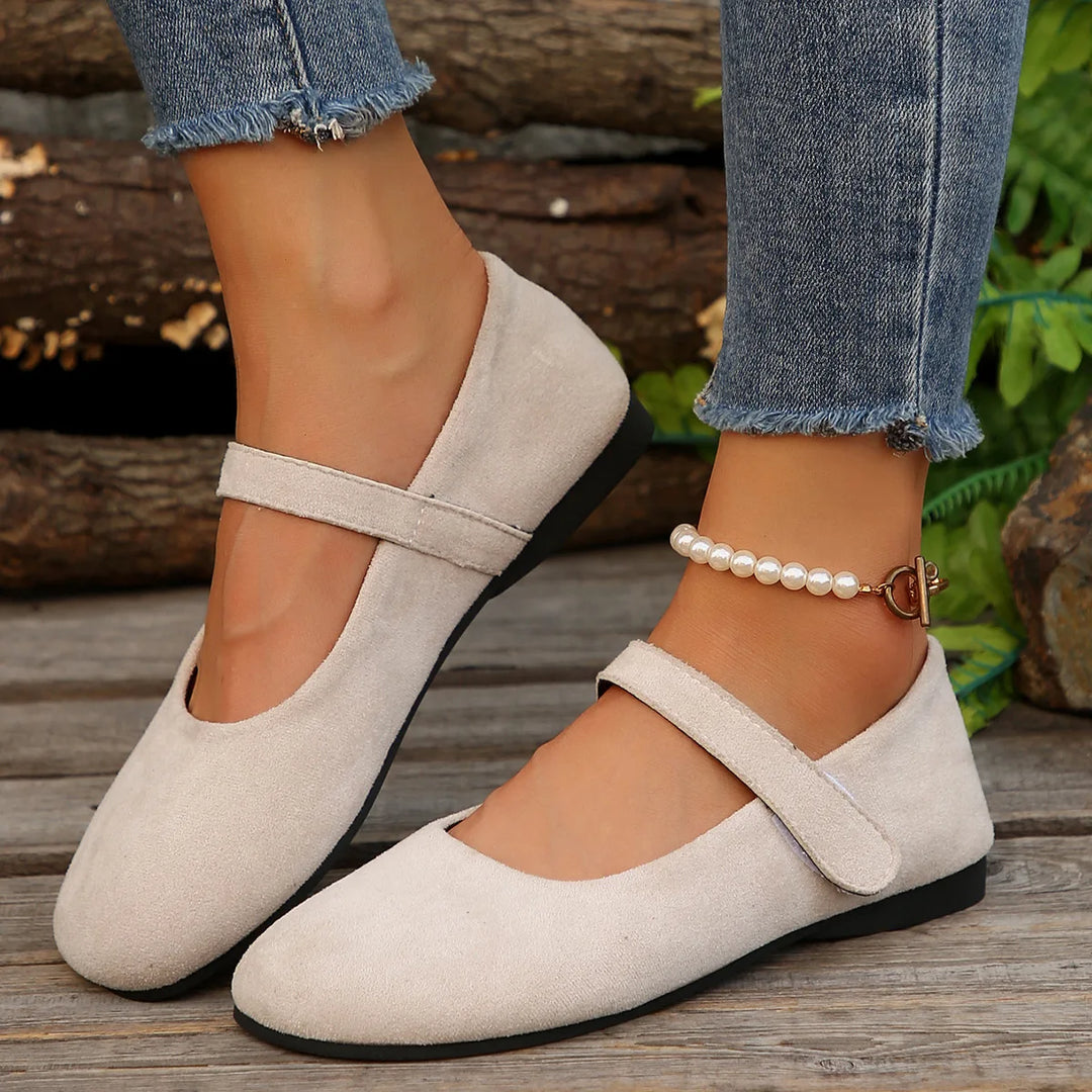 Noir Suede Leather Flats