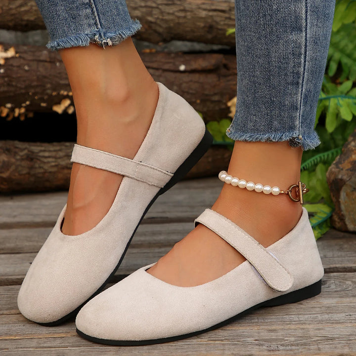 Noir Suede Leather Flats